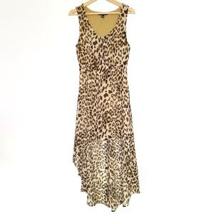 Sleeveless High Low Leopard Dress